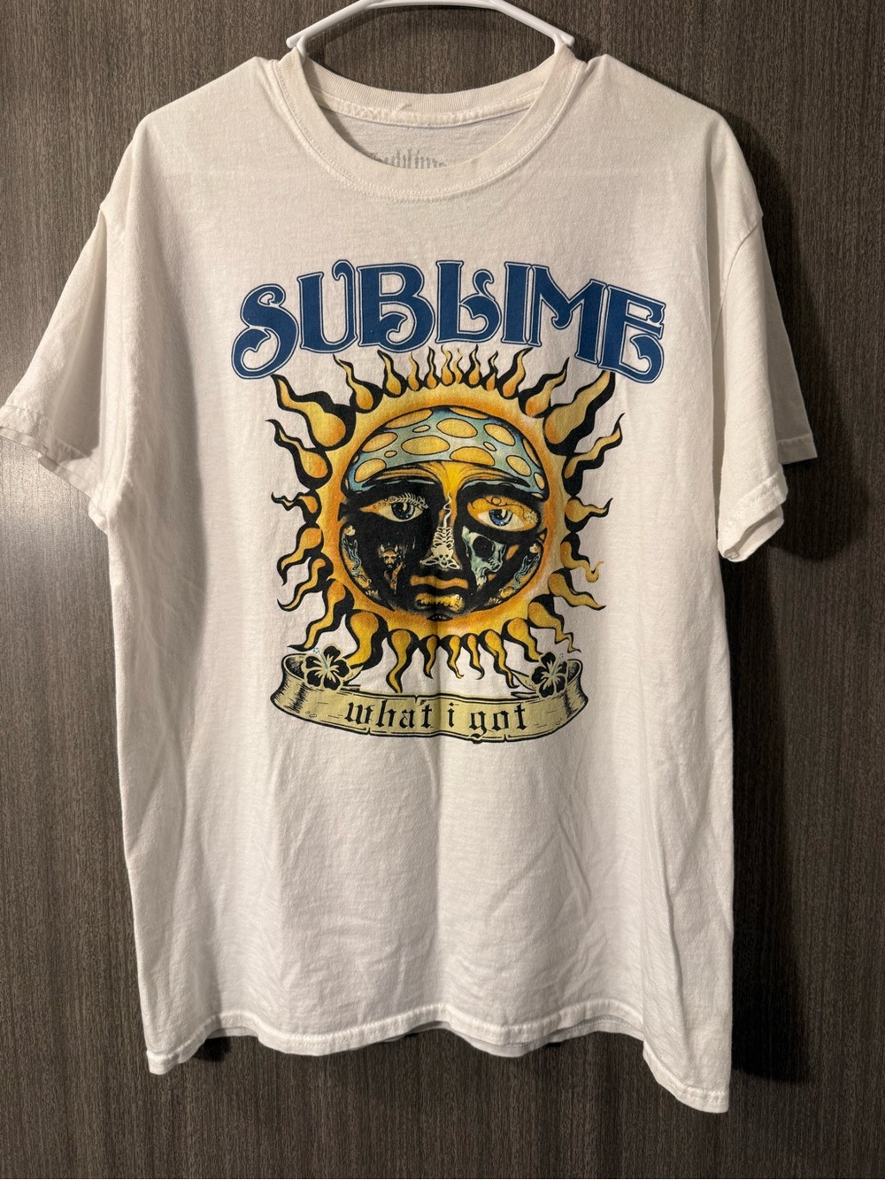 Sublime White Graphic Tee - 'What I Got' Sun Design